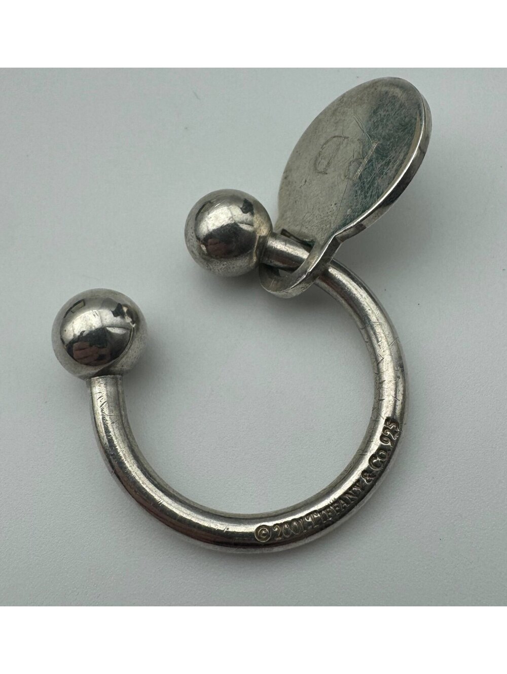 Tiffany & Co. 925 Sterling Silver Unique Oval Tag Key Ring